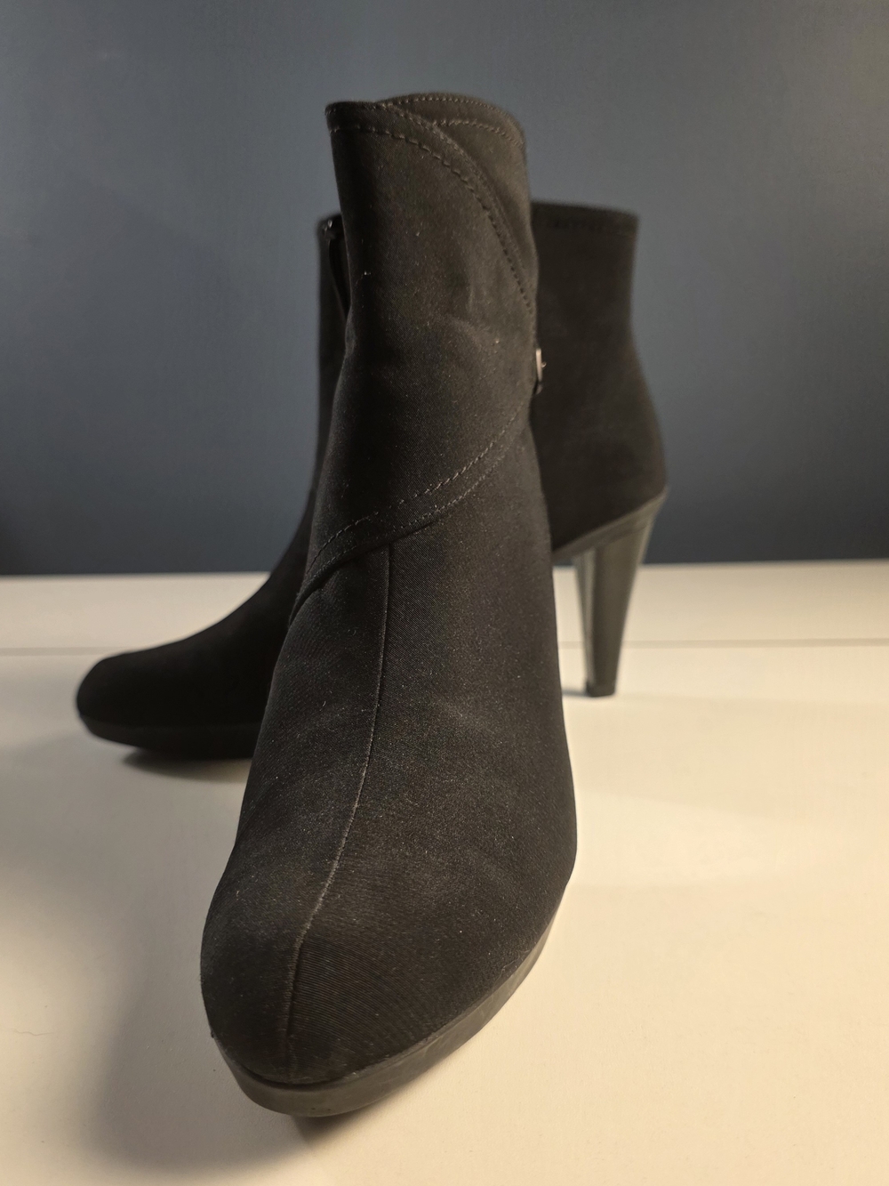 Stuart Weitzman Black Stretch Ankle Booties High Heel Size 8.5